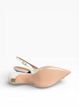 Slingback nappa latte a punta tacco 55