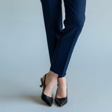 Slingback nappa blu navy a punta tacco 55