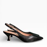 Slingback nappa nera a punta tacco 55