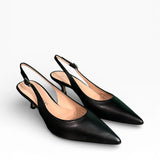 Slingback nappa nera a punta tacco 55