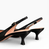 Slingback nappa nera a punta tacco 55