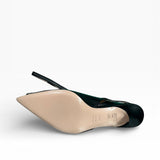 Slingback nappa nera a punta tacco 55