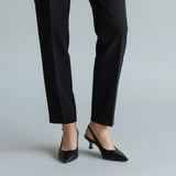 Slingback nappa nera a punta tacco 55