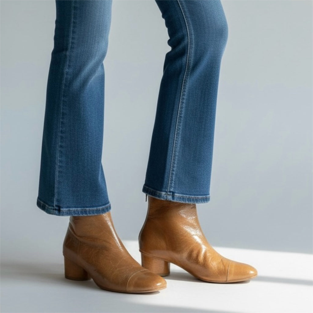 Stivaletto in morbida vernice pelle deserto