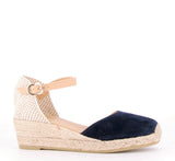 Espadrille in Blue Suede with wedge