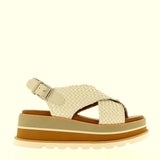 White woven wedge with back strap