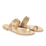 Flat thong sandal upper with rhinestones