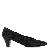 Decolleté in black glitter medium heel