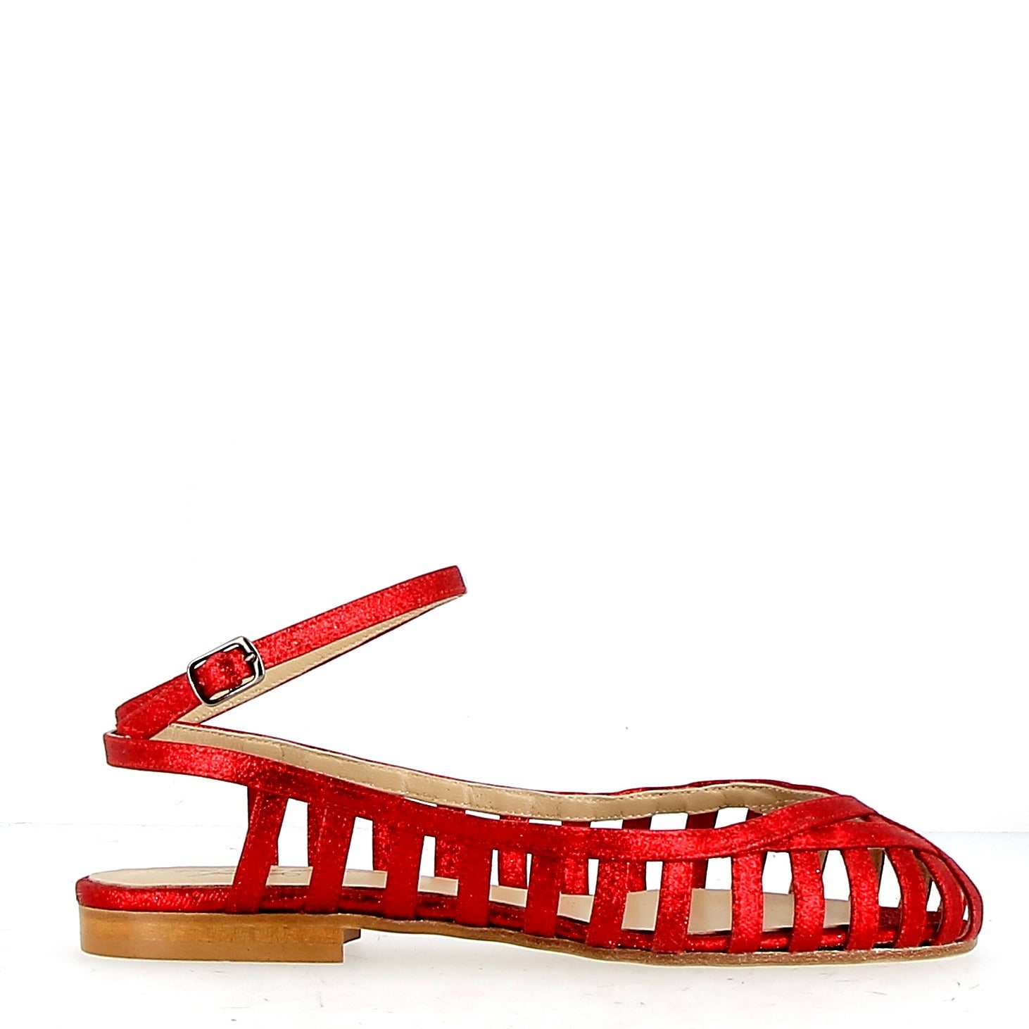 Low Gladiator sandal in red glitter