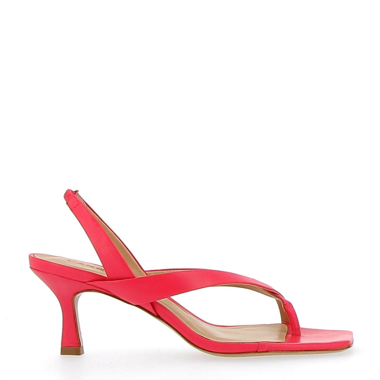 Strawberry leather sandal with heel