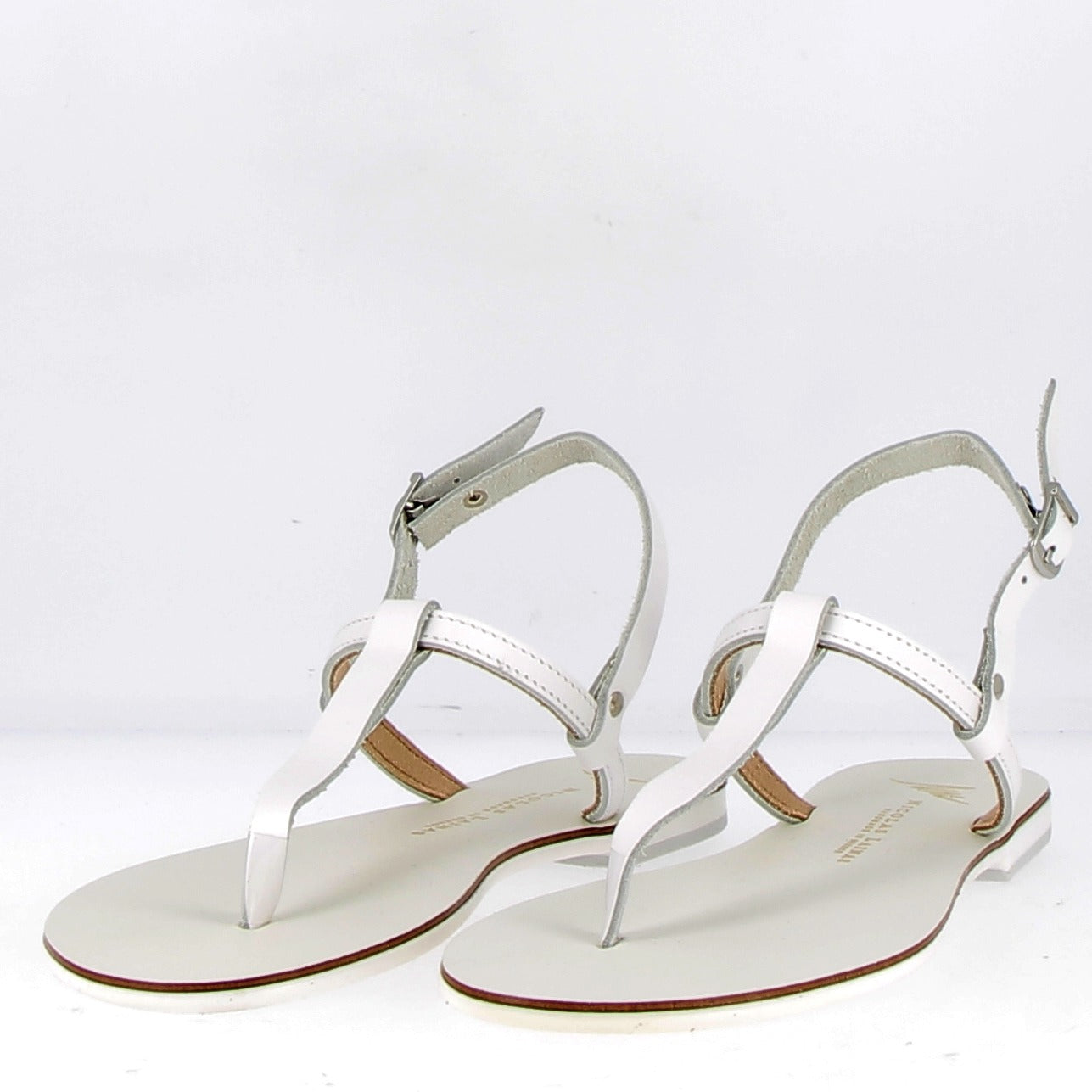 White thong sandal with strap