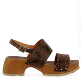 clog two bands in dark brown suede