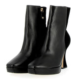 Hourglass heel ankle boot in nappa leather and black suede