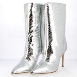 Coconut finish boot in silver metal