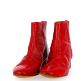 Red lacquered supersoft ankle boot