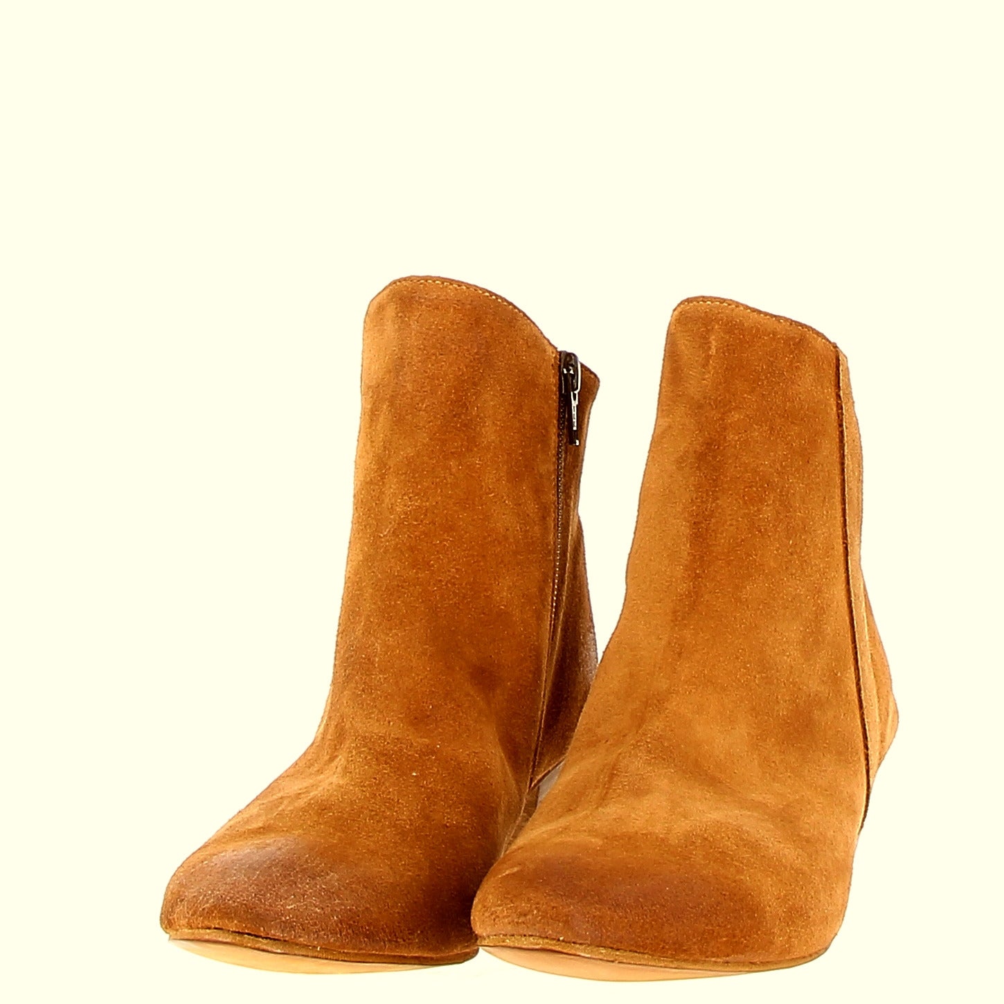 Cognac suede ankle boot