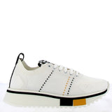 white elastic texture sneaker with flex sole