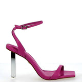 High heeled raspberry mirror sandal