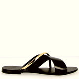 Low black and gold sandal